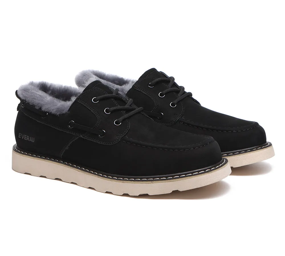 Lace Up Sheepskin Casual Men Shoes Trekker