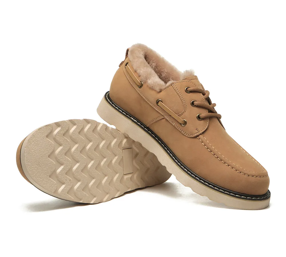 Lace Up Sheepskin Casual Men Shoes Trekker