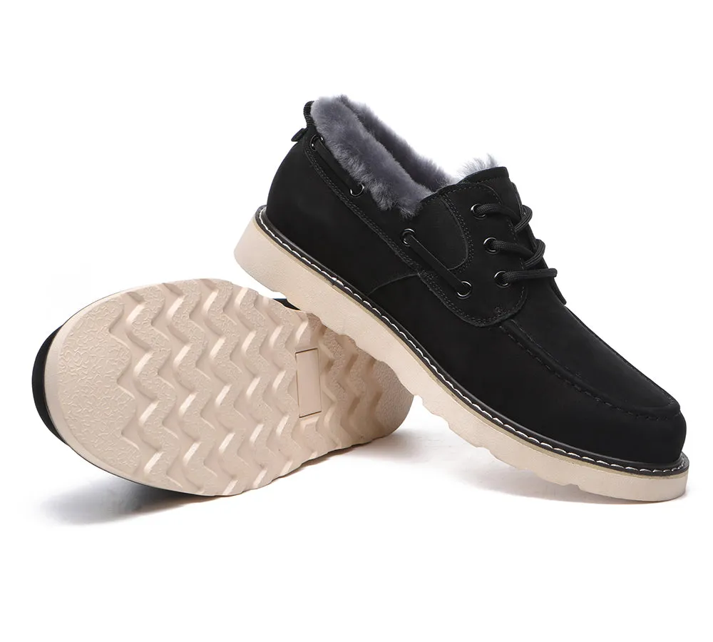 Lace Up Sheepskin Casual Men Shoes Trekker