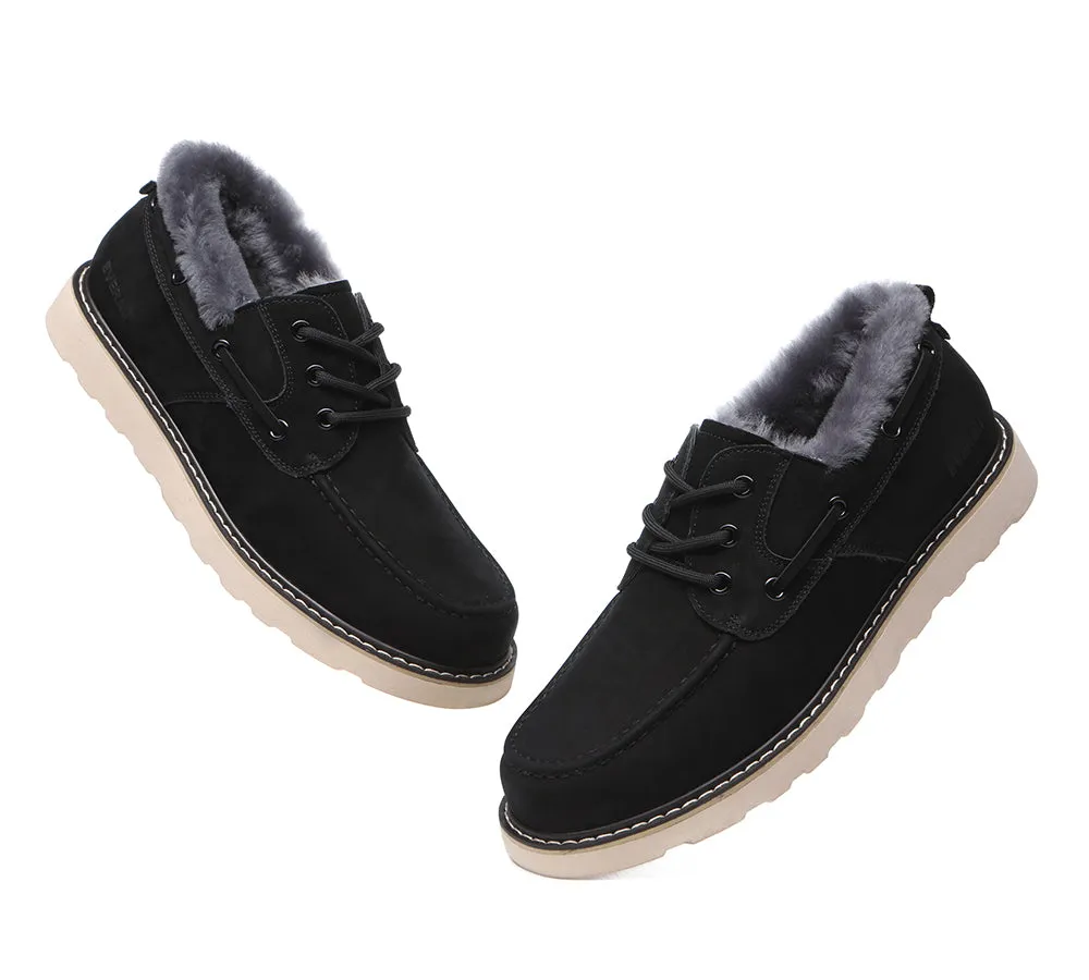 Lace Up Sheepskin Casual Men Shoes Trekker