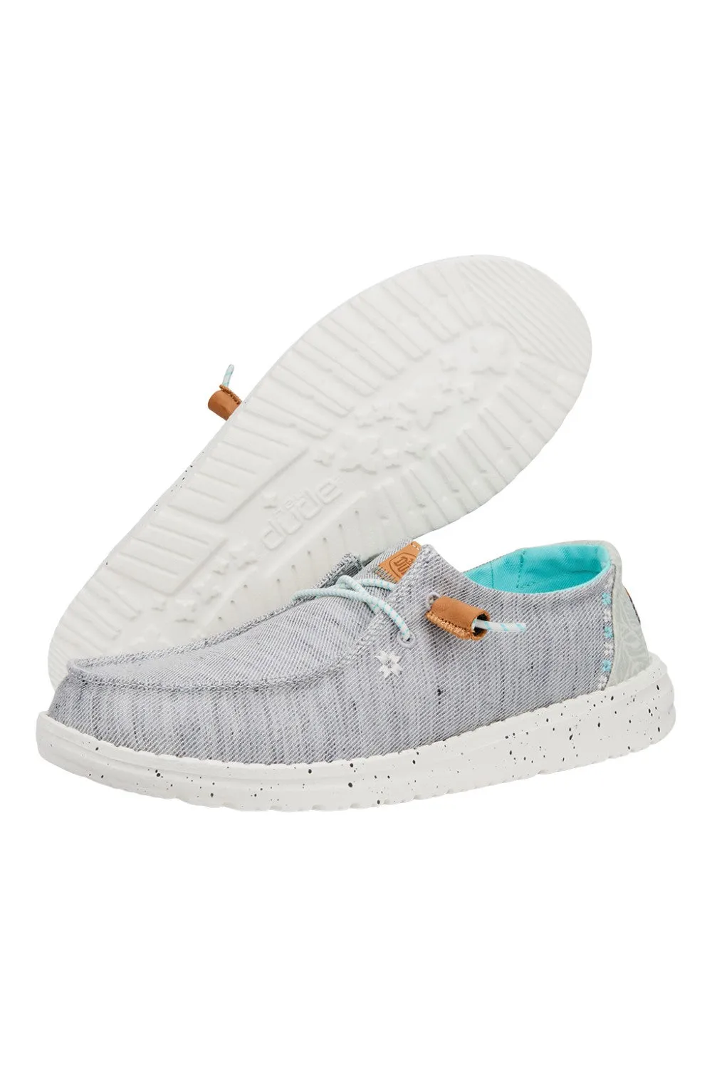 Ladies Hey Dude Grey Canvas Summer Shoes Laced Wendy Slub Tropical sale