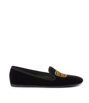 LOGO-EMBROIDERED VELVET SLIPPER