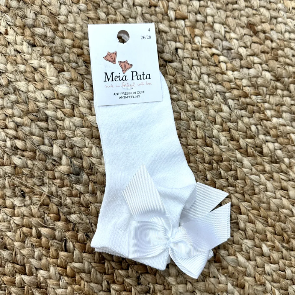 Meia Pata White Bow Ankle Socks