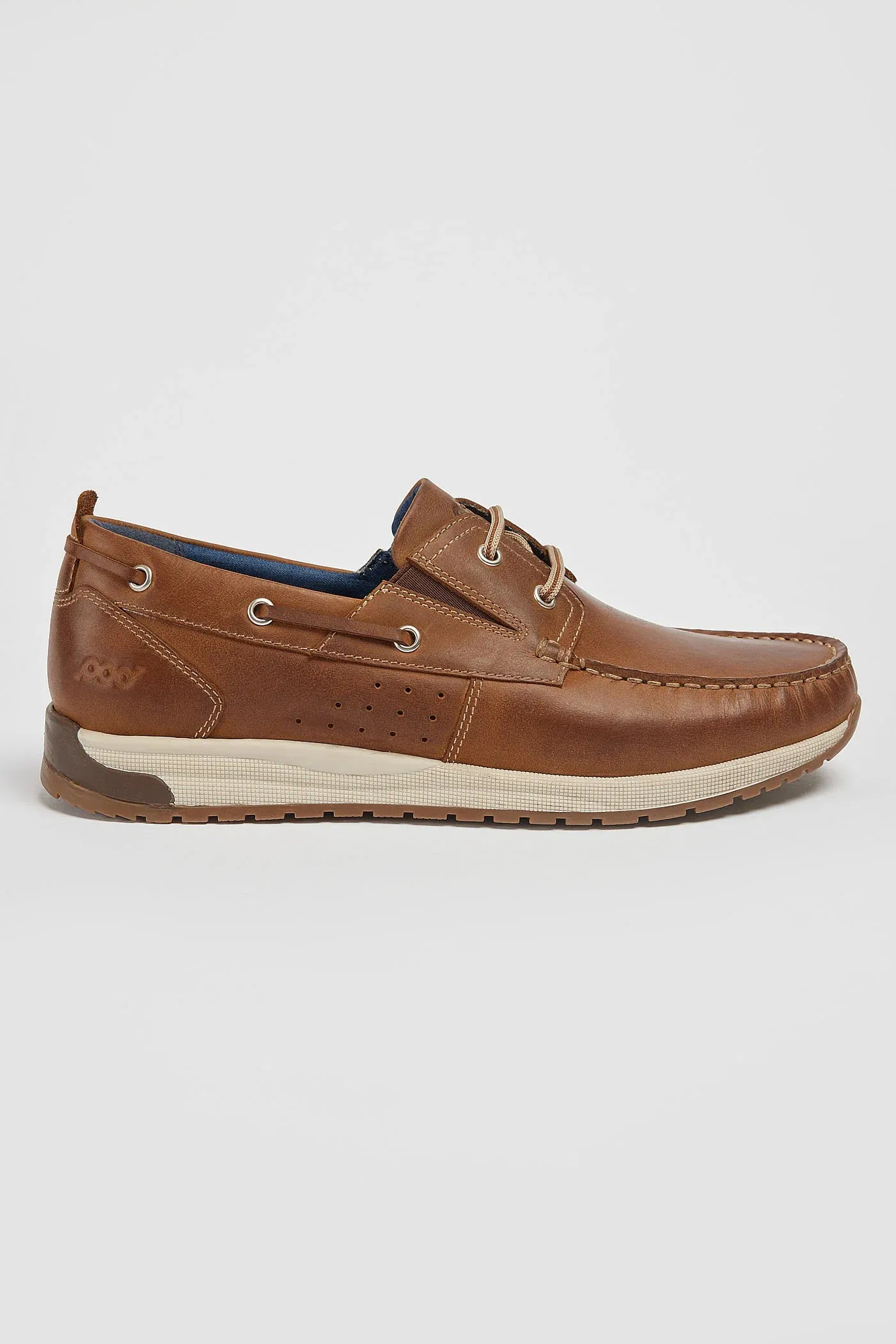 Mens Pod Brown Casual Boat Shoe Laced Riley Waxy Leather