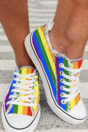 Rainbow Pride Canvas Shoes Low Top Lace up Sneakers Casual Shoes