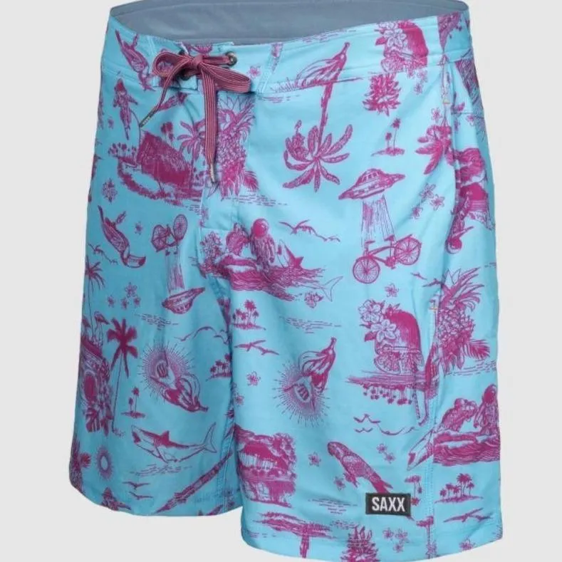 SAXX Betawave Men's 17 Swim Short in Blue Astro Surf & Turf