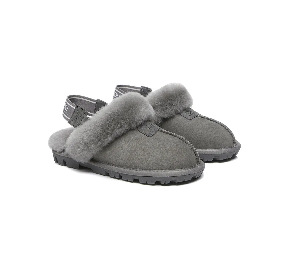 Sheepskin Wool Removable Strap Slingback Slippers Suzie