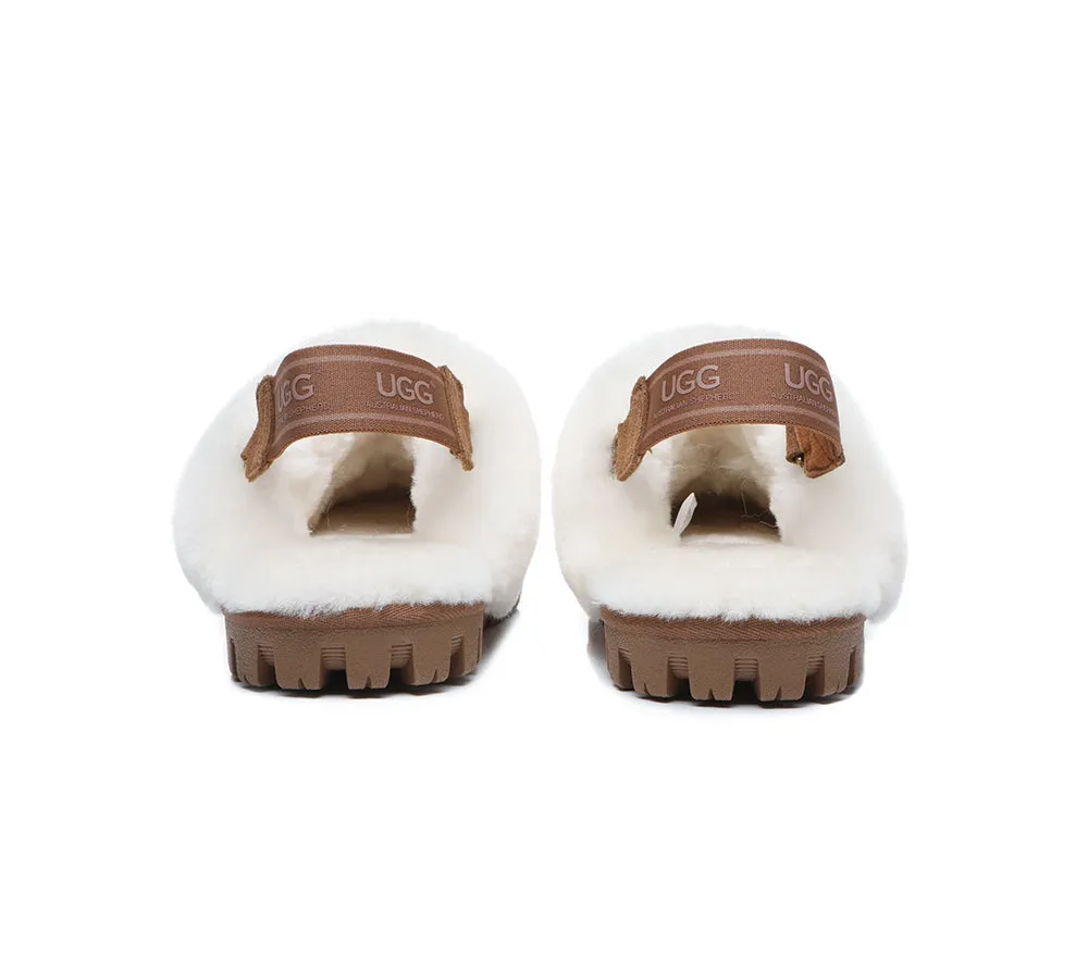 Sheepskin Wool Removable Strap Slingback Slippers Suzie