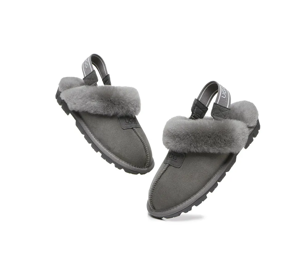 Sheepskin Wool Removable Strap Slingback Slippers Suzie