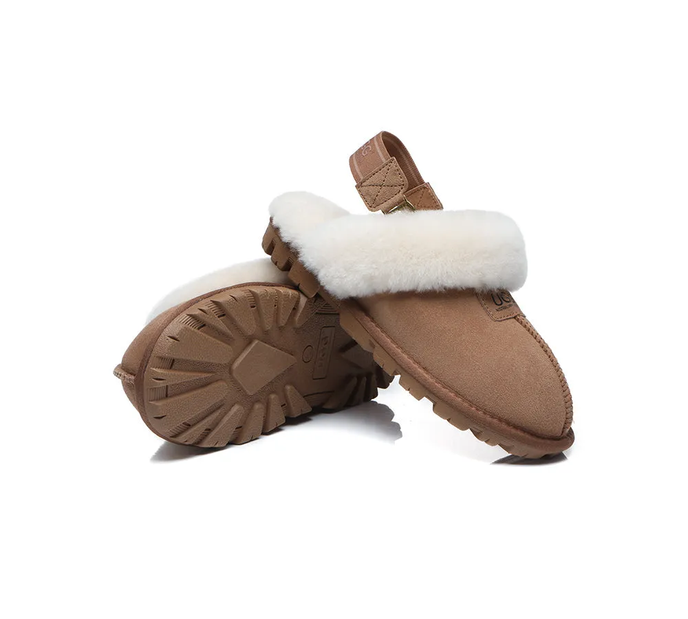 Sheepskin Wool Removable Strap Slingback Slippers Suzie