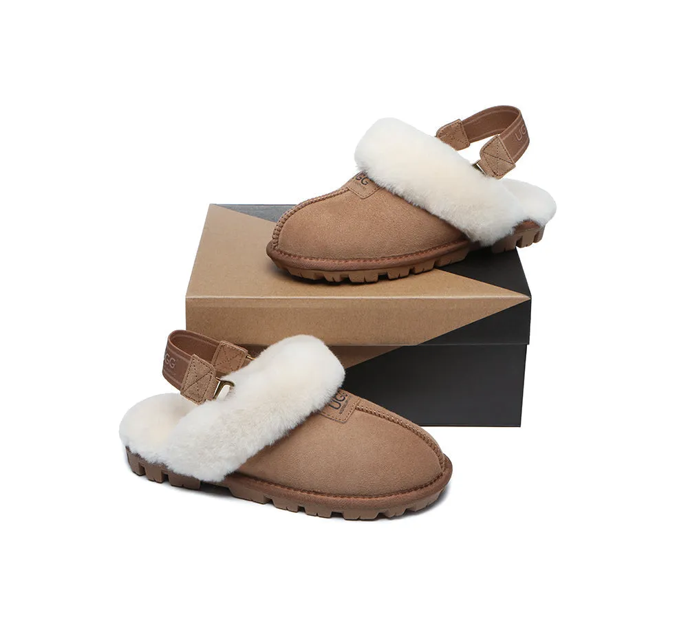 Sheepskin Wool Removable Strap Slingback Slippers Suzie