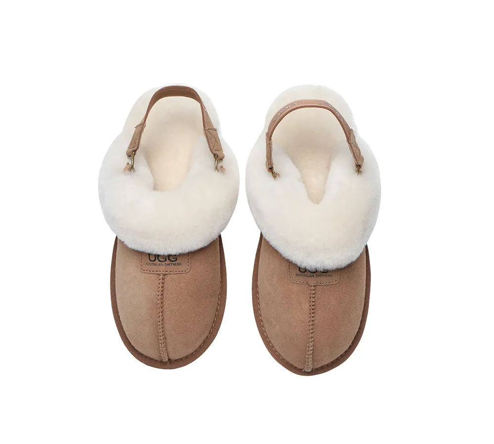 Sheepskin Wool Removable Strap Slingback Slippers Suzie