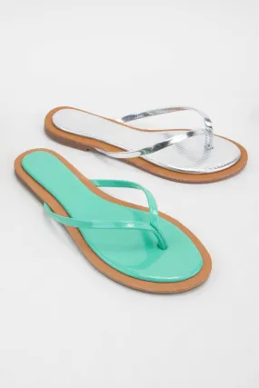 Silver Thong Sandal