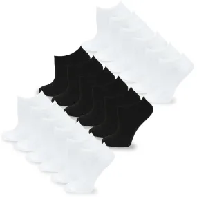 TeeHee Socks Women's Casual Polyester No Show White/Black 18-Pack (10051)