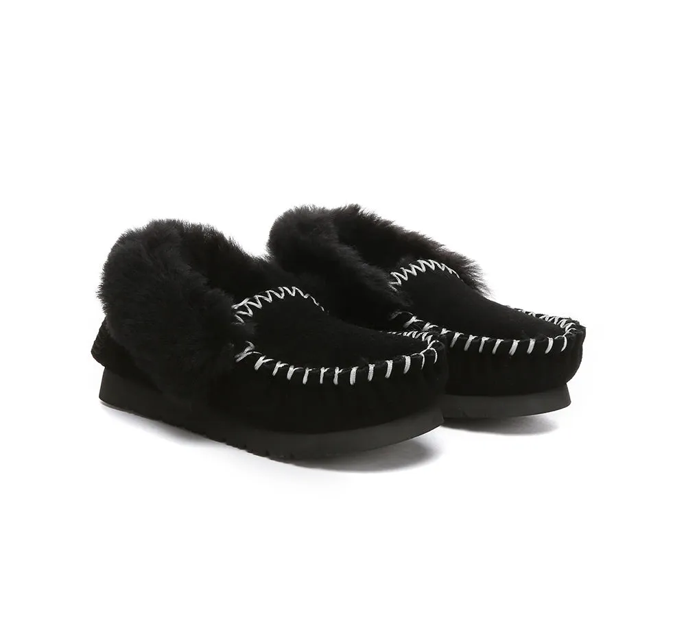 UGG Kids Loafers Sheepskin Wool Ankle Slippers Popo Moccasin