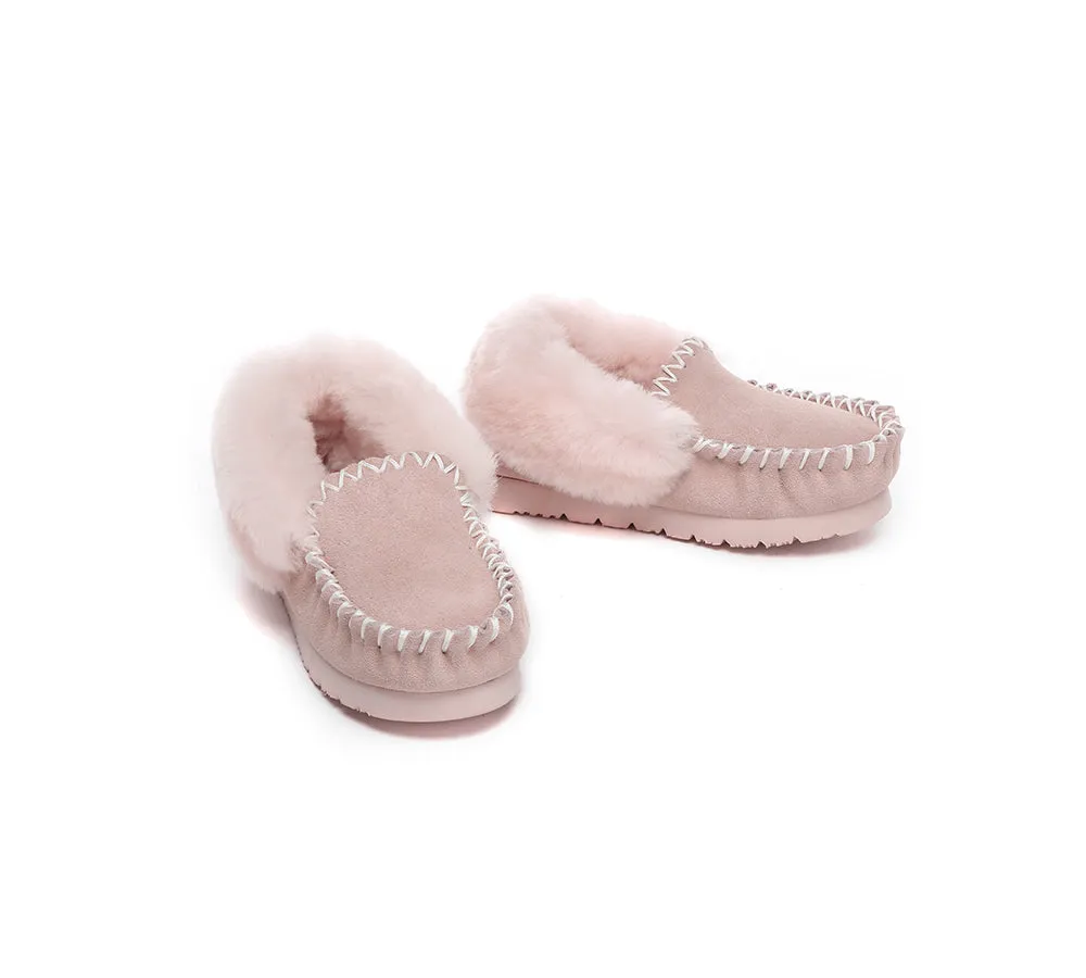 UGG Kids Loafers Sheepskin Wool Ankle Slippers Popo Moccasin