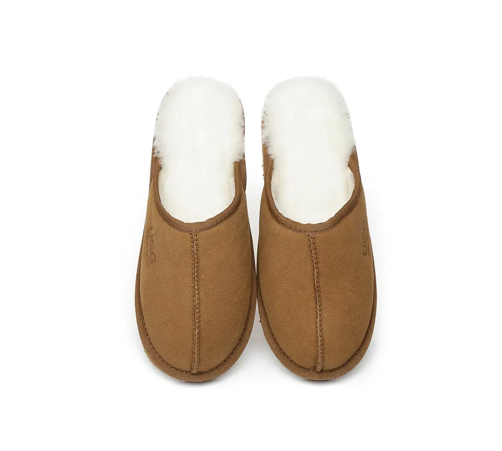 UGG Slippers Men Sheepskin Wool House Scuff Slippers Mosley