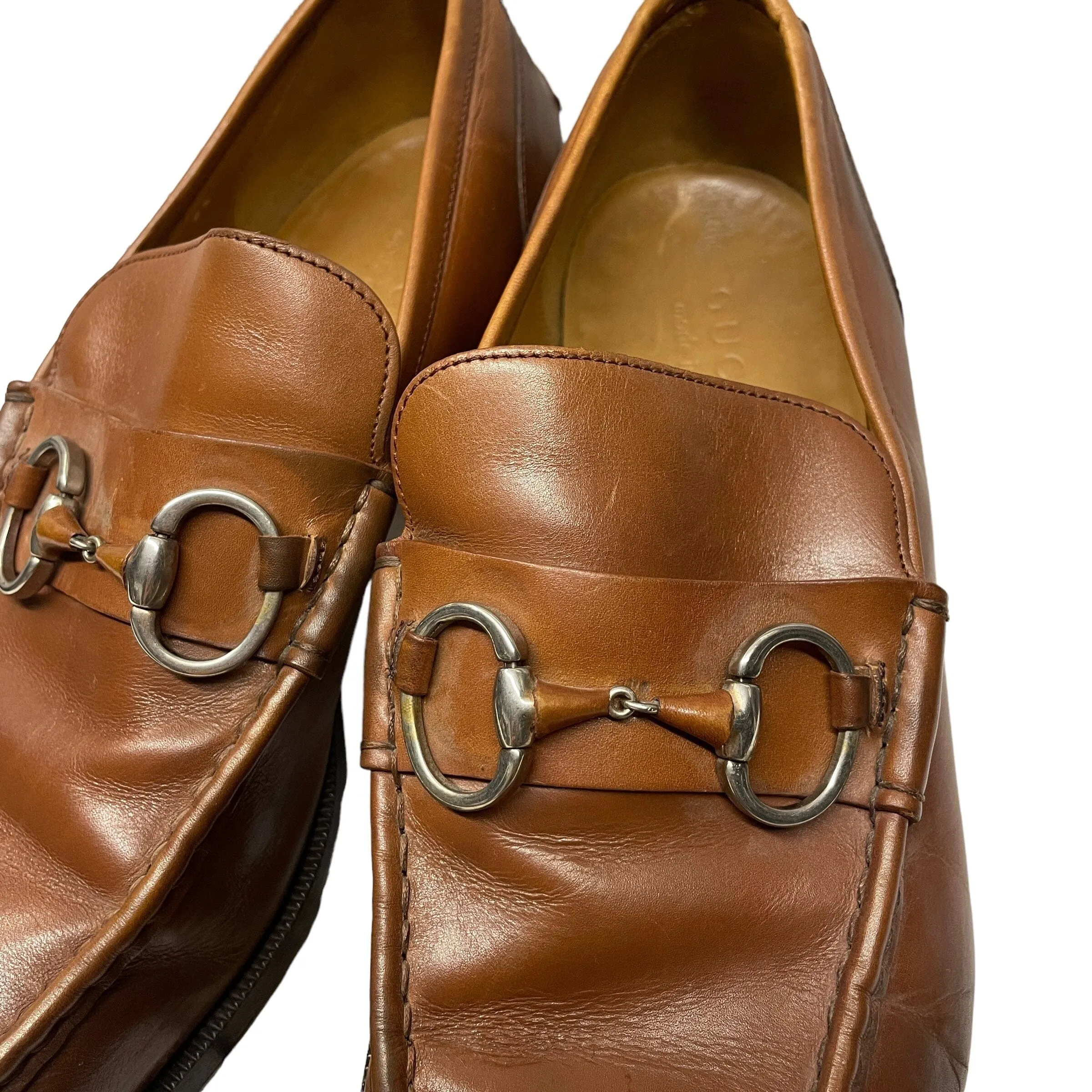 Vintage Designer Gucci Men's Leather Horsebit Loafers Made in Italy