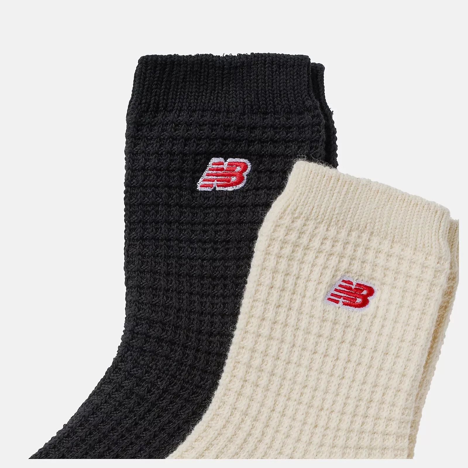 WAFFLE KNIT SOCK 2 PACK BLACK | ECRU