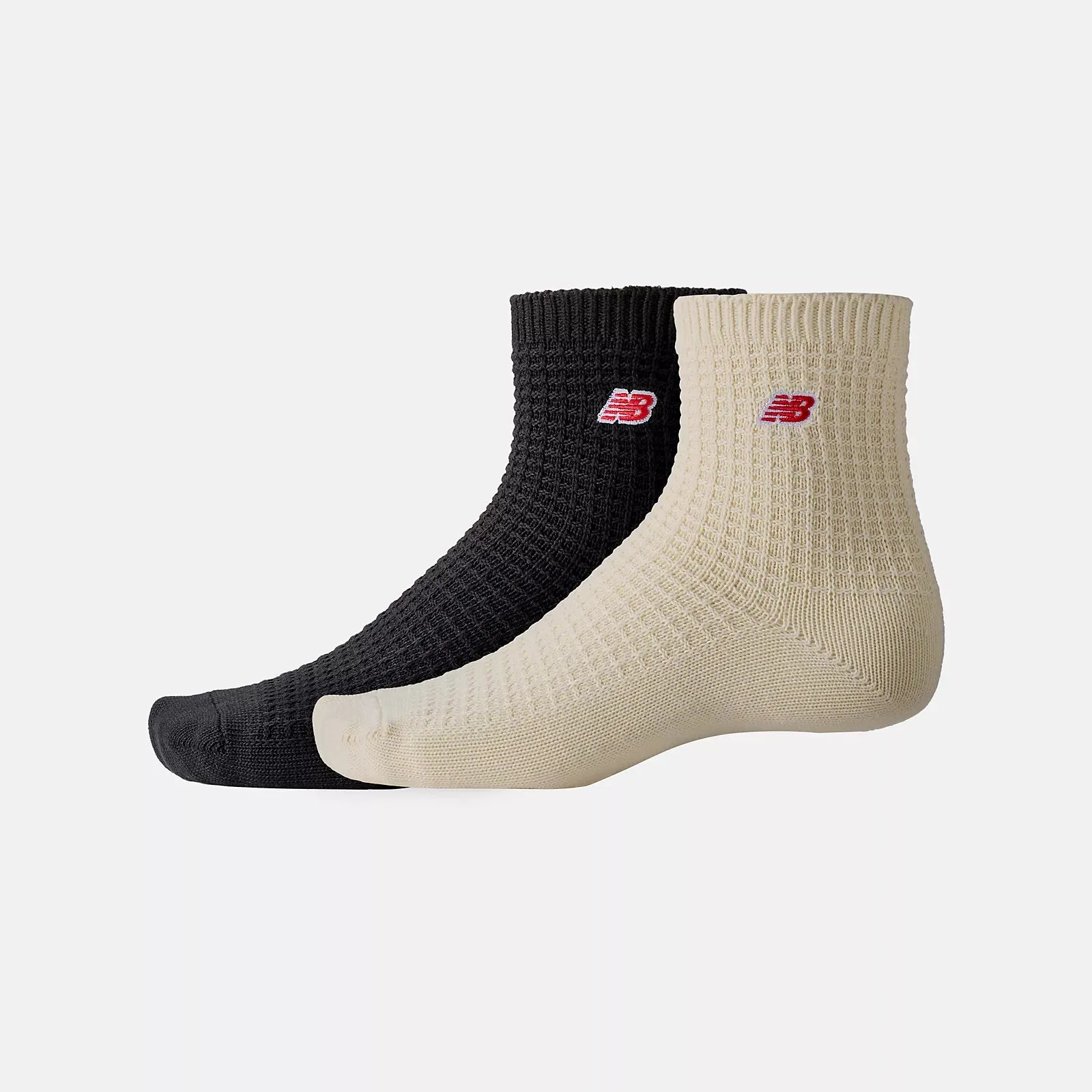 WAFFLE KNIT SOCK 2 PACK BLACK | ECRU