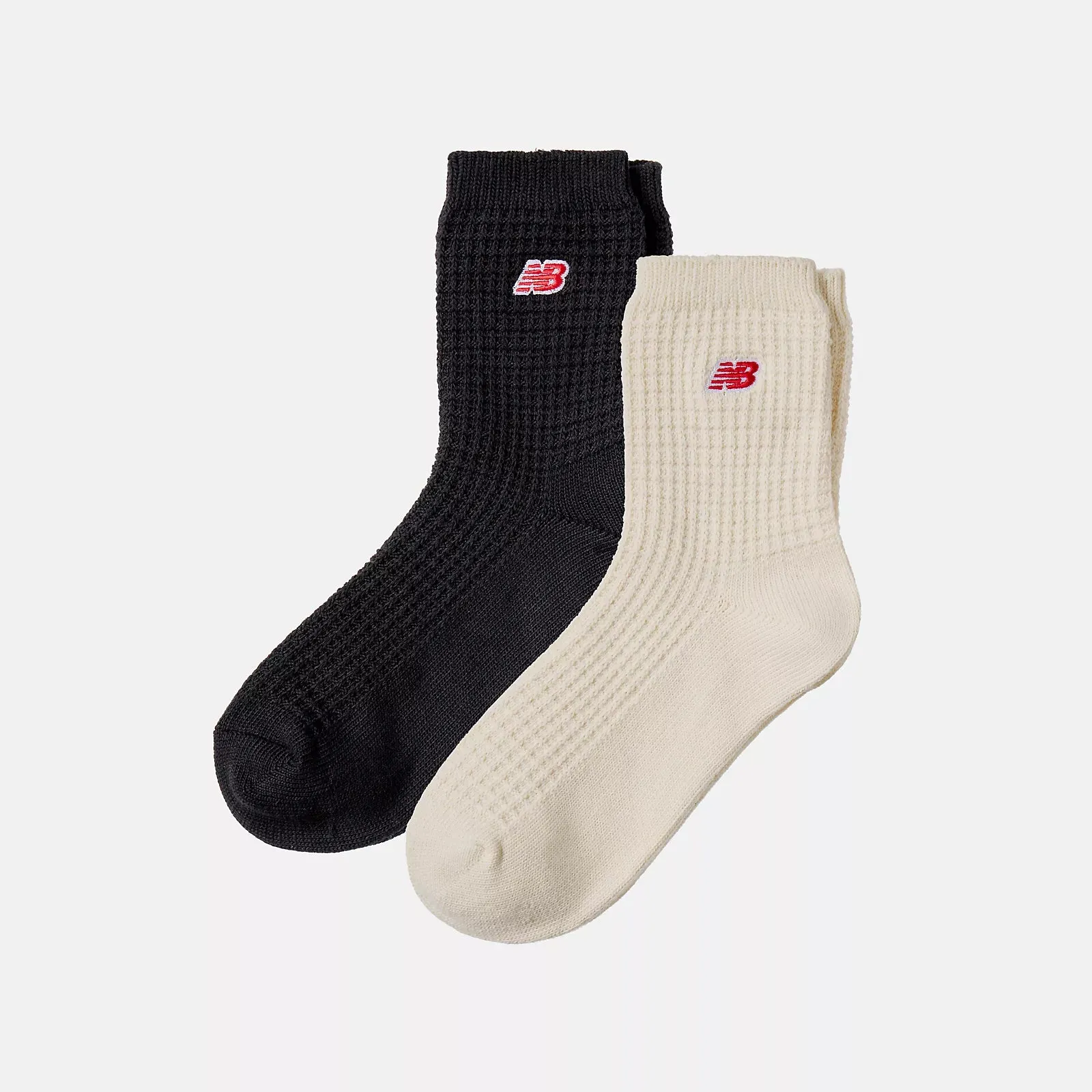 WAFFLE KNIT SOCK 2 PACK BLACK | ECRU