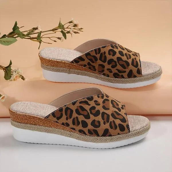 Women's Casual Leopard Wedge Slippers 31660366S